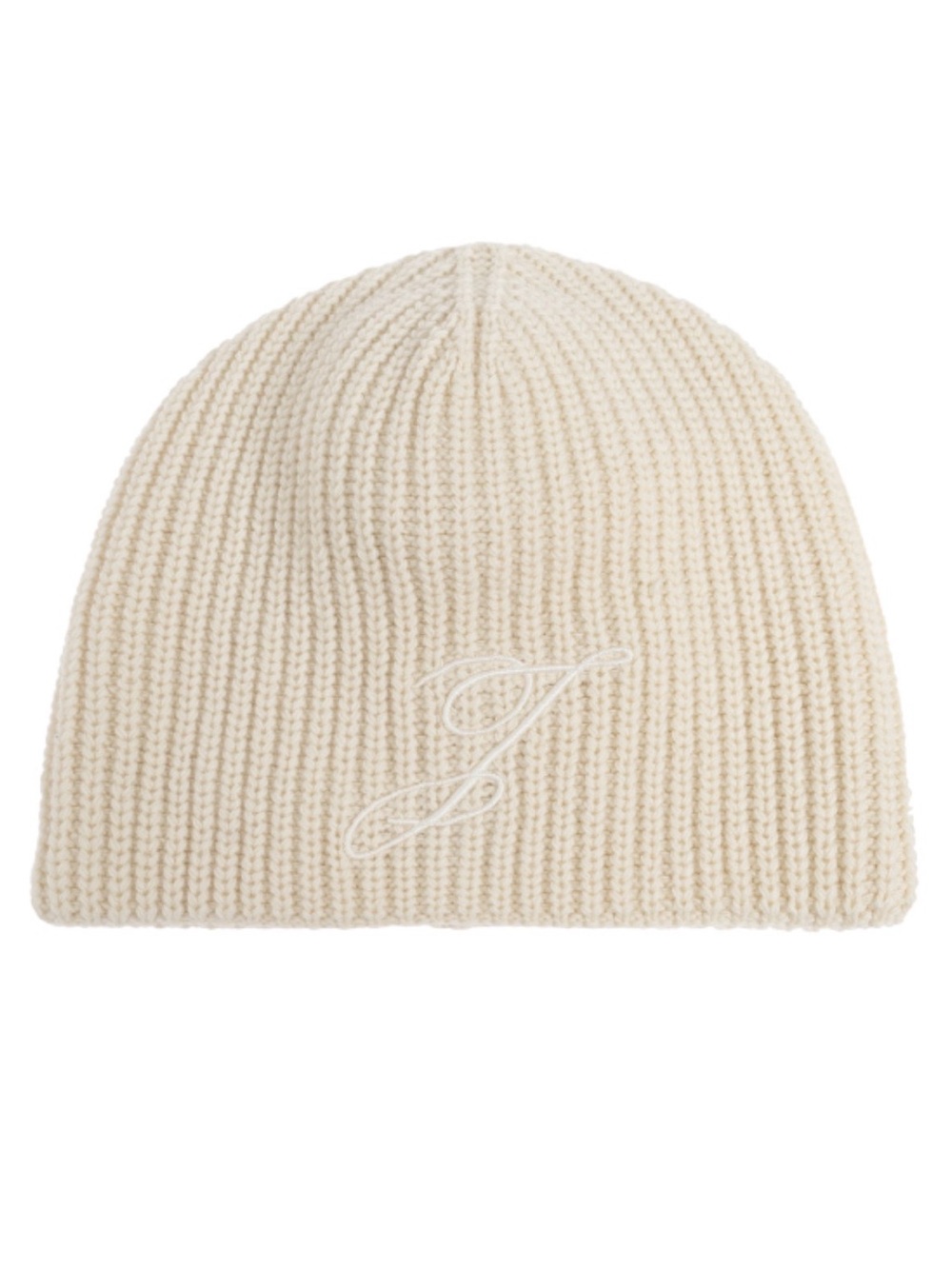 Jacquemus Ivory Ribbed Knit Beanie merino wool with Script J unisex new